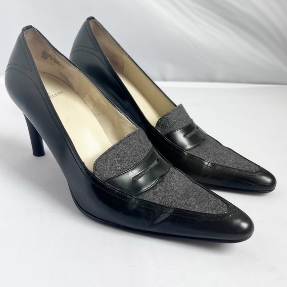 Anne Klein leather and fabric pointed toe heels size 6 - Picture 1 of 8
